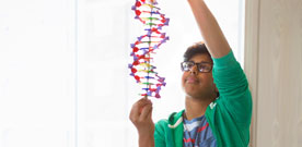 Student looking at DNA